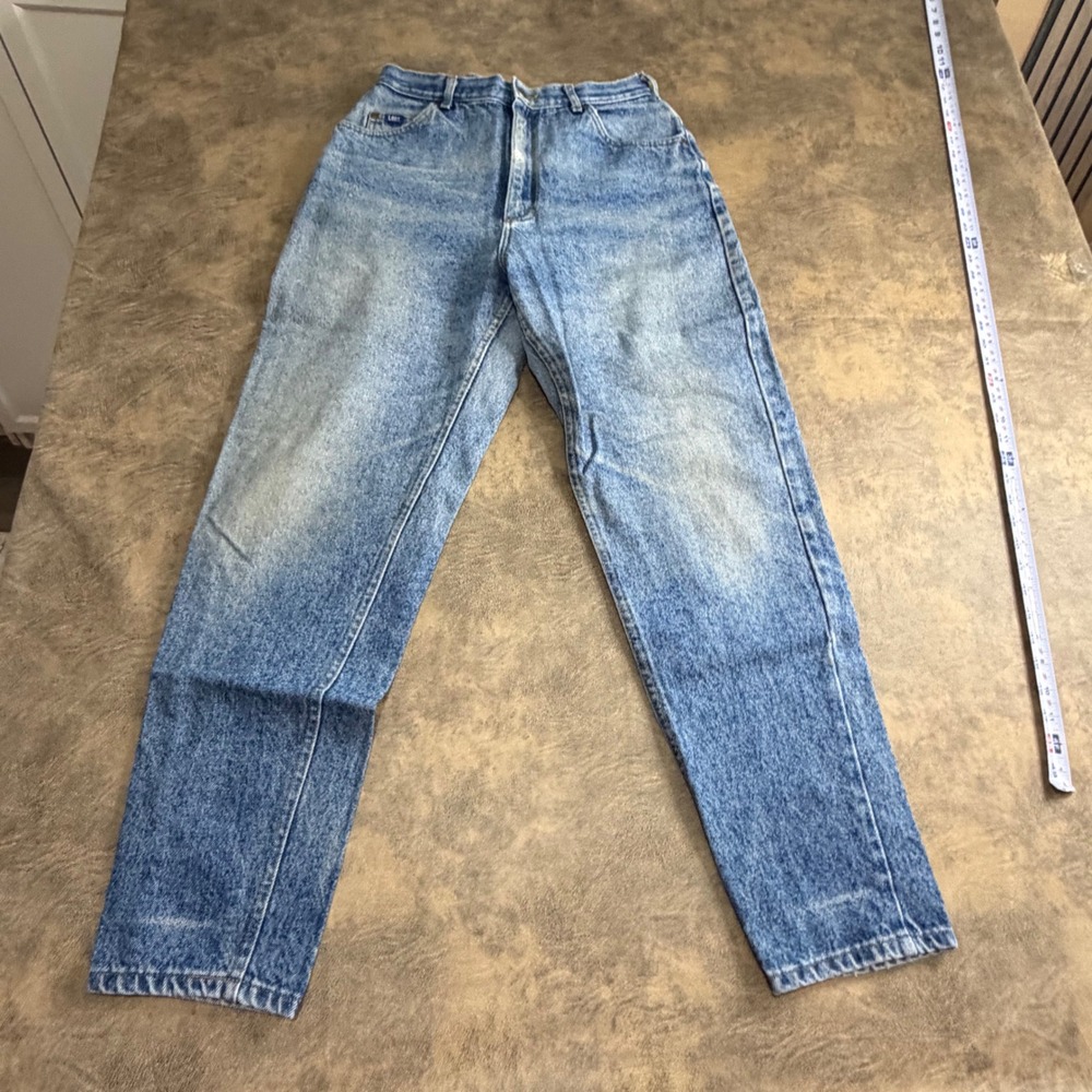 Lee Jeans Womens 14 Long Blue High‎ Waisted Mom Tapered Leg USA Made 90S